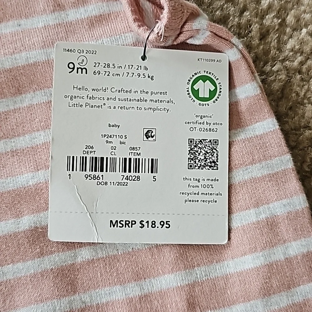 Little Plant Organic Striped Sleeveless Jumper 9 Months